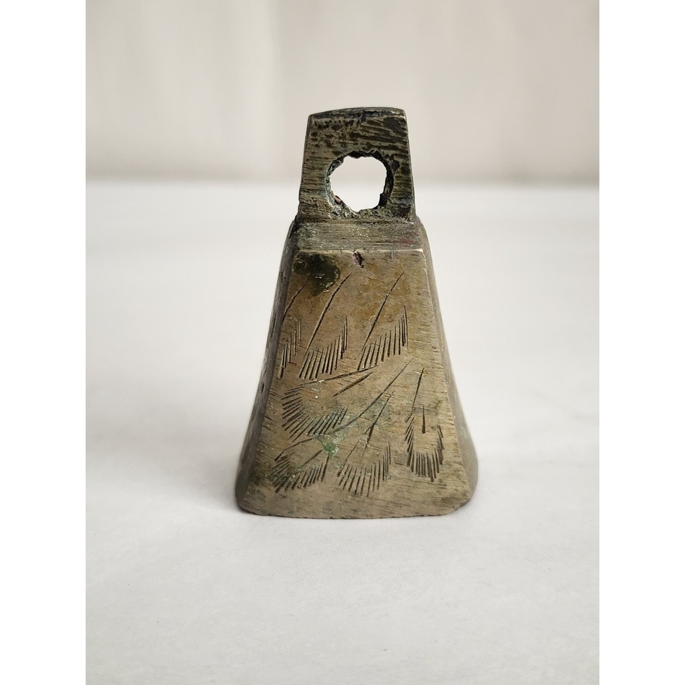 Vintage Bells of Sarna India Brass Bell Etched Leaf Design Working Clapper 2.5"
